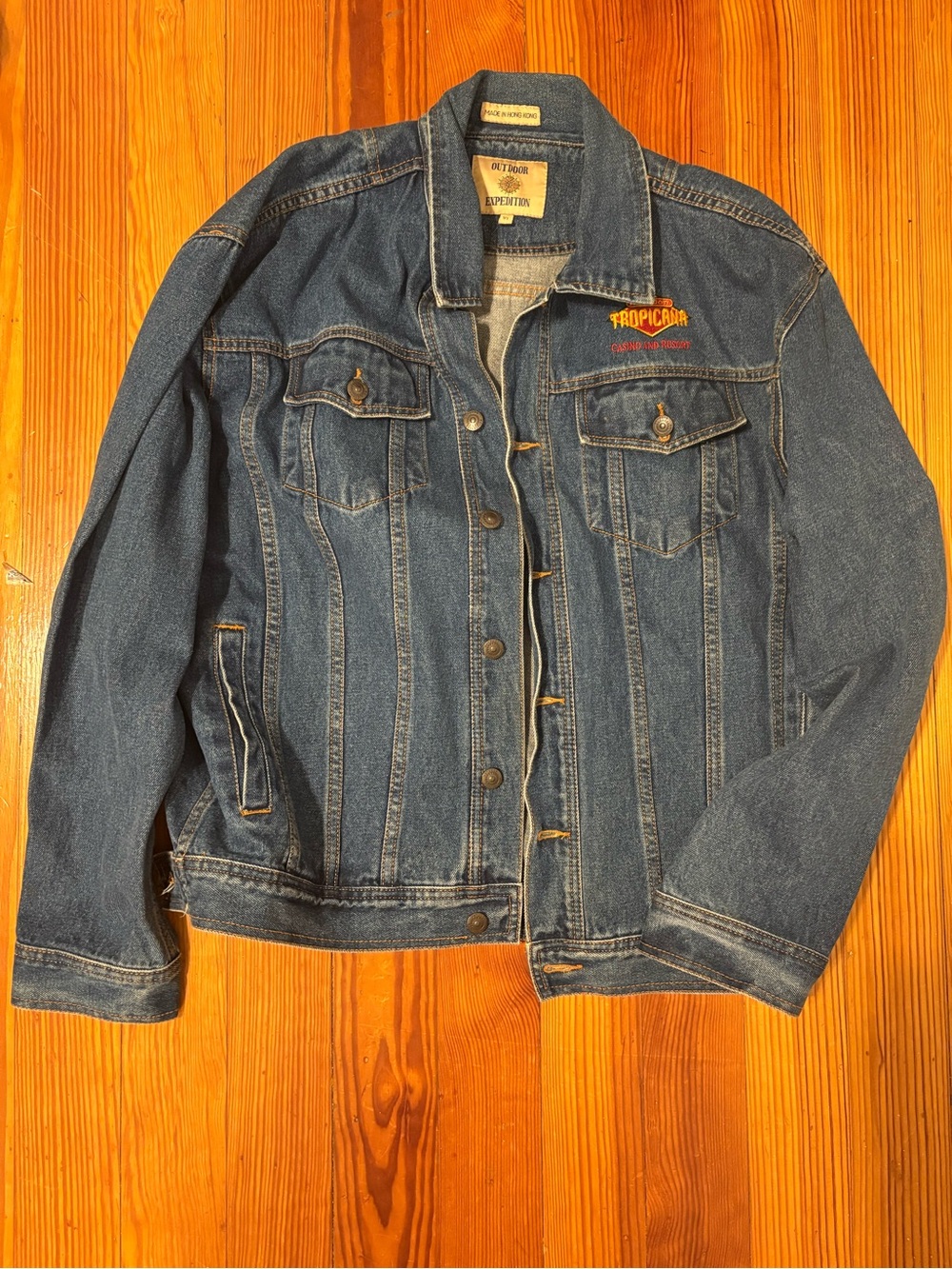 Tropicana Embroidered Blue Denim Jacket - Men's Lightweight Trucker